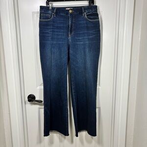 Kut From the Kloth Meg Fab Ab Wide Leg Denim Jeans Women’s 10 Stretch Raw Hem